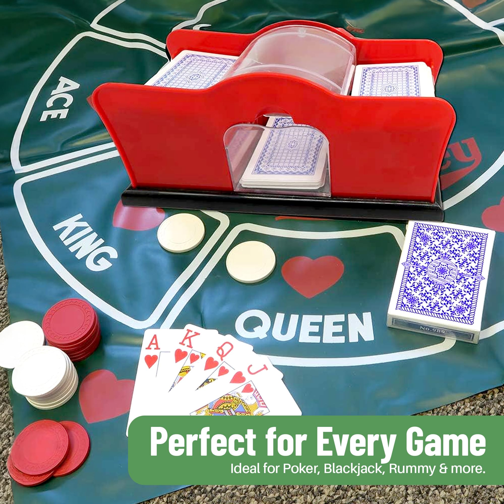 Evelots casino shuffler fits blackjack and other table games.