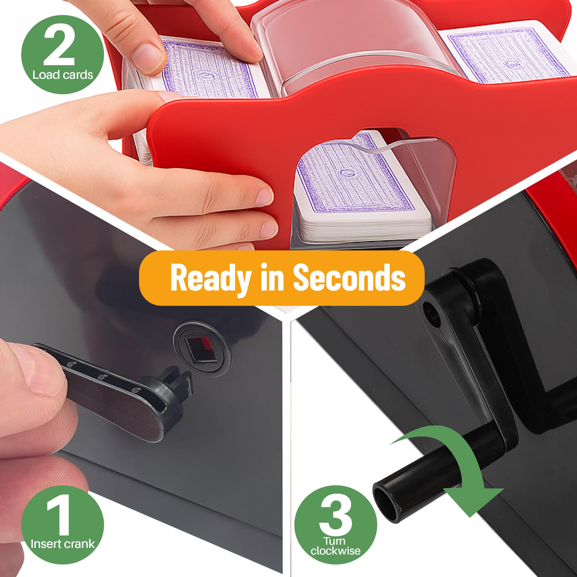 Evelots clear view catch tray shows shuffled cards for easy dealing.