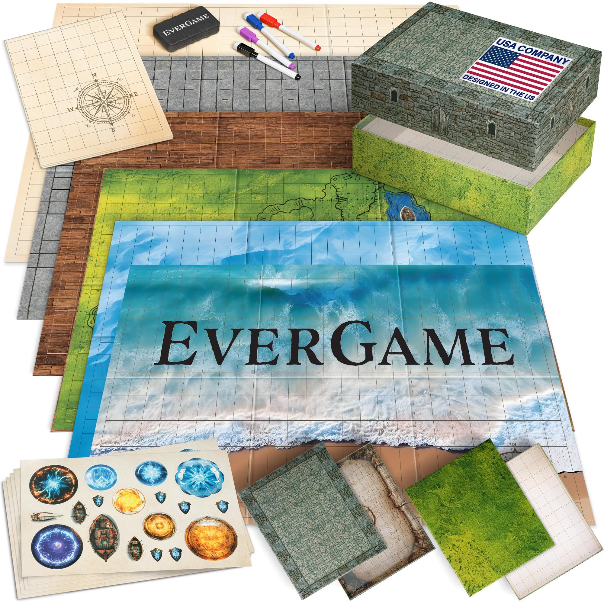EVERGAME DND mats set with varied boards for rich campaign play