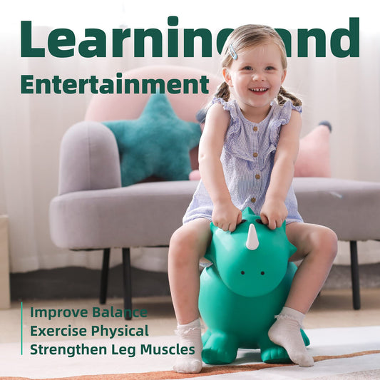 EVERICH TOY dinosaur bounce side view promoting balance and active motion.
