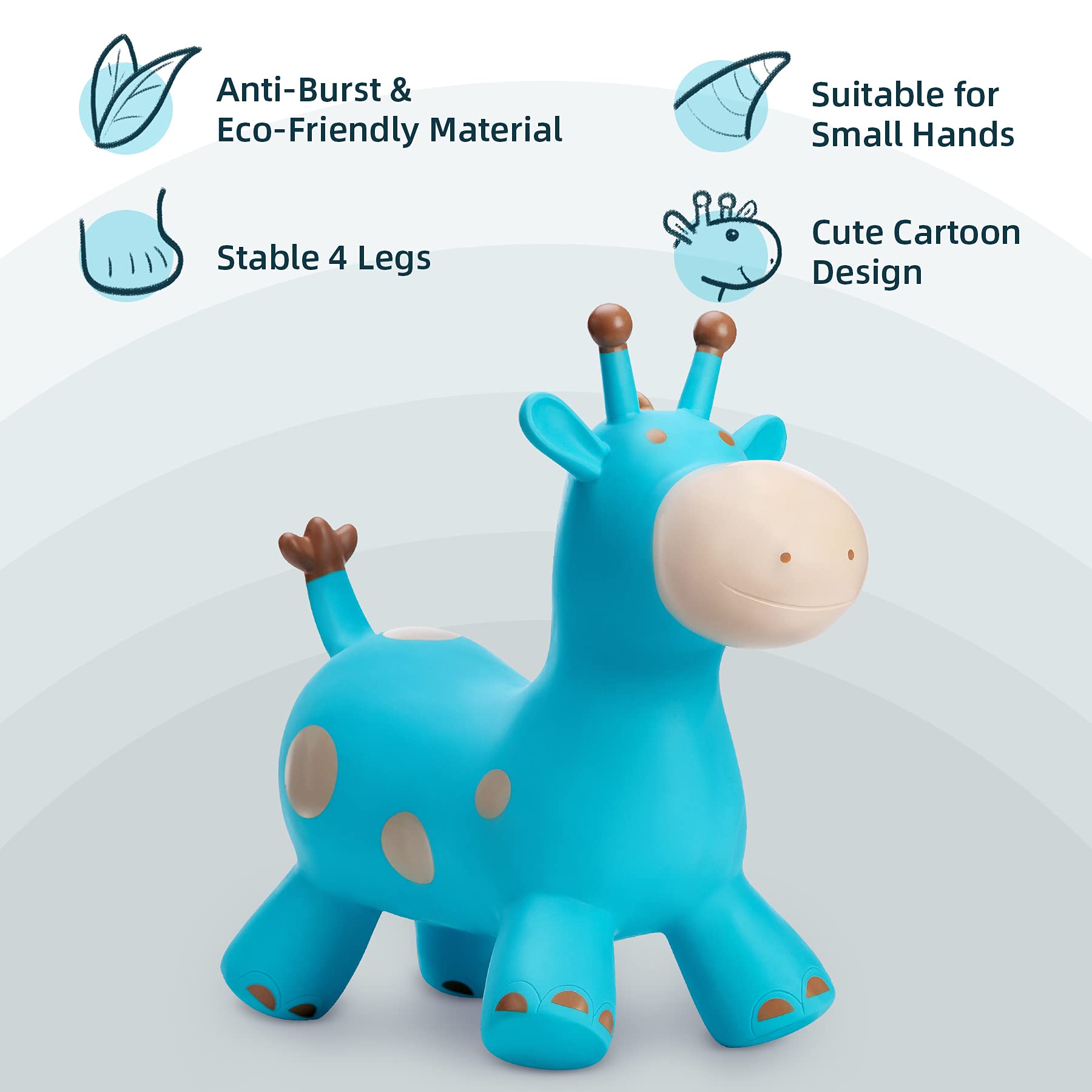 EVERICH TOY giraffe hopper inflation process highlights quick setup for playtime.