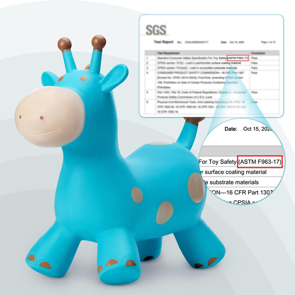 EVERICH TOY giraffe hopper safe materials emphasize toxin-free design for kids.