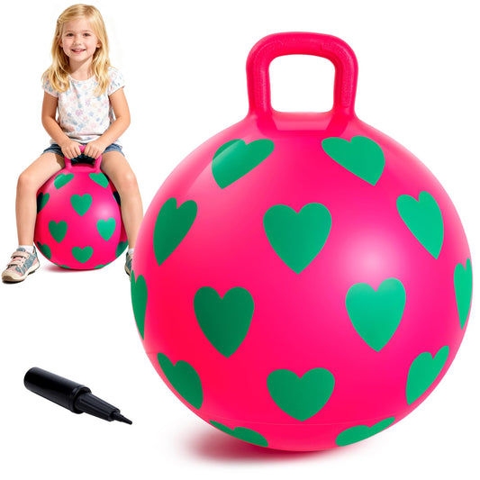 EVERICH TOY Hopper Ball 15in with pink heart print for balance and coordination.