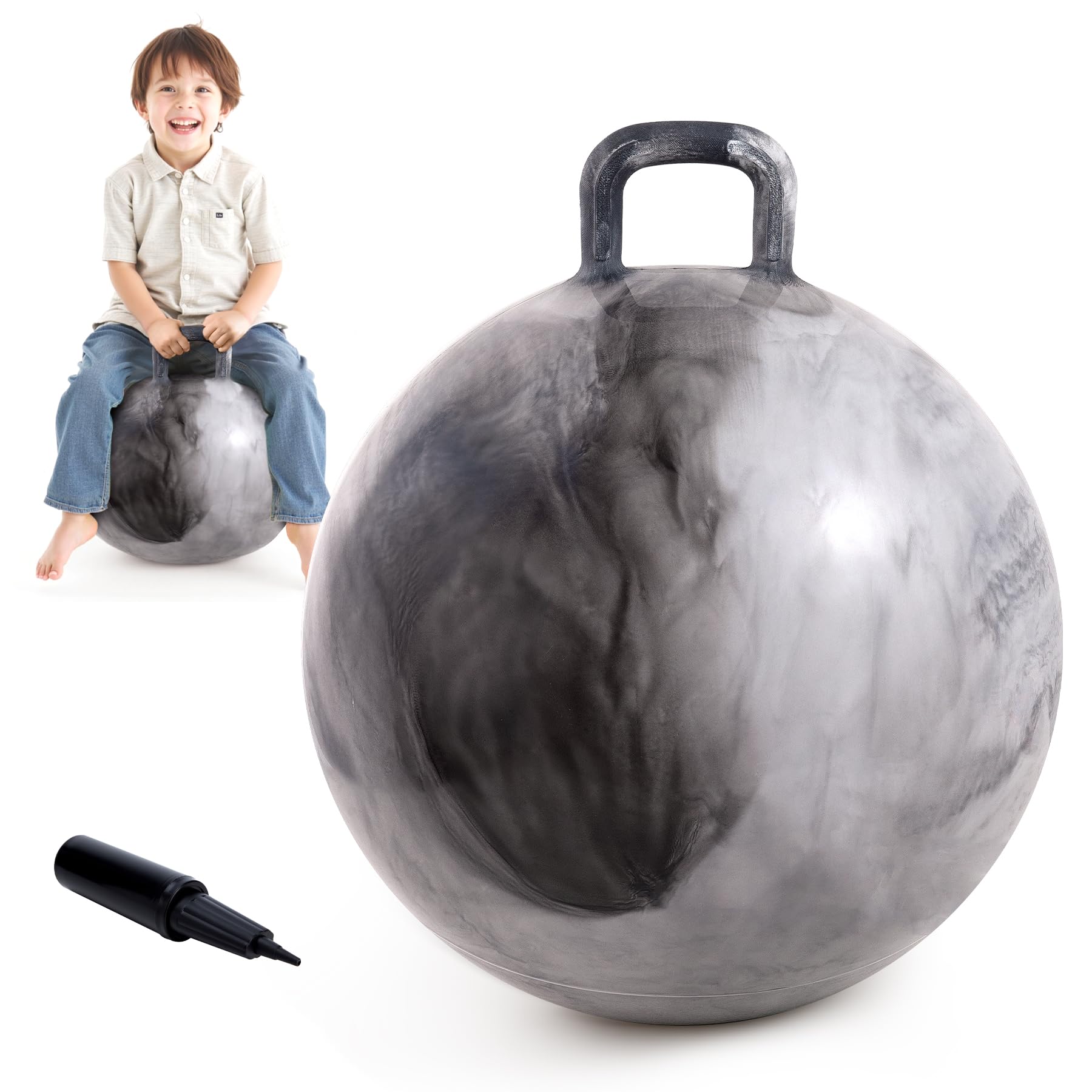 EVERICH TOY hopper ball with grey cloud design for fun, safe 18-inch indoor play.