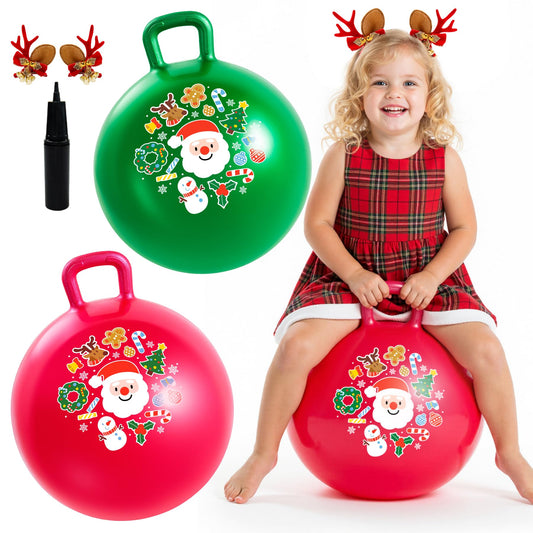 EVERICH TOY hopper ball 18in with handle and Christmas ears for safe indoor outdoor play.