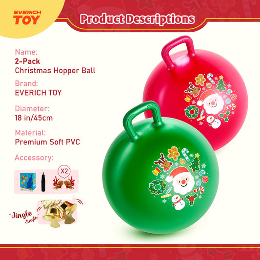 EVERICH TOY hopper ball with Christmas print featuring Santa and deer ears for imaginative play.