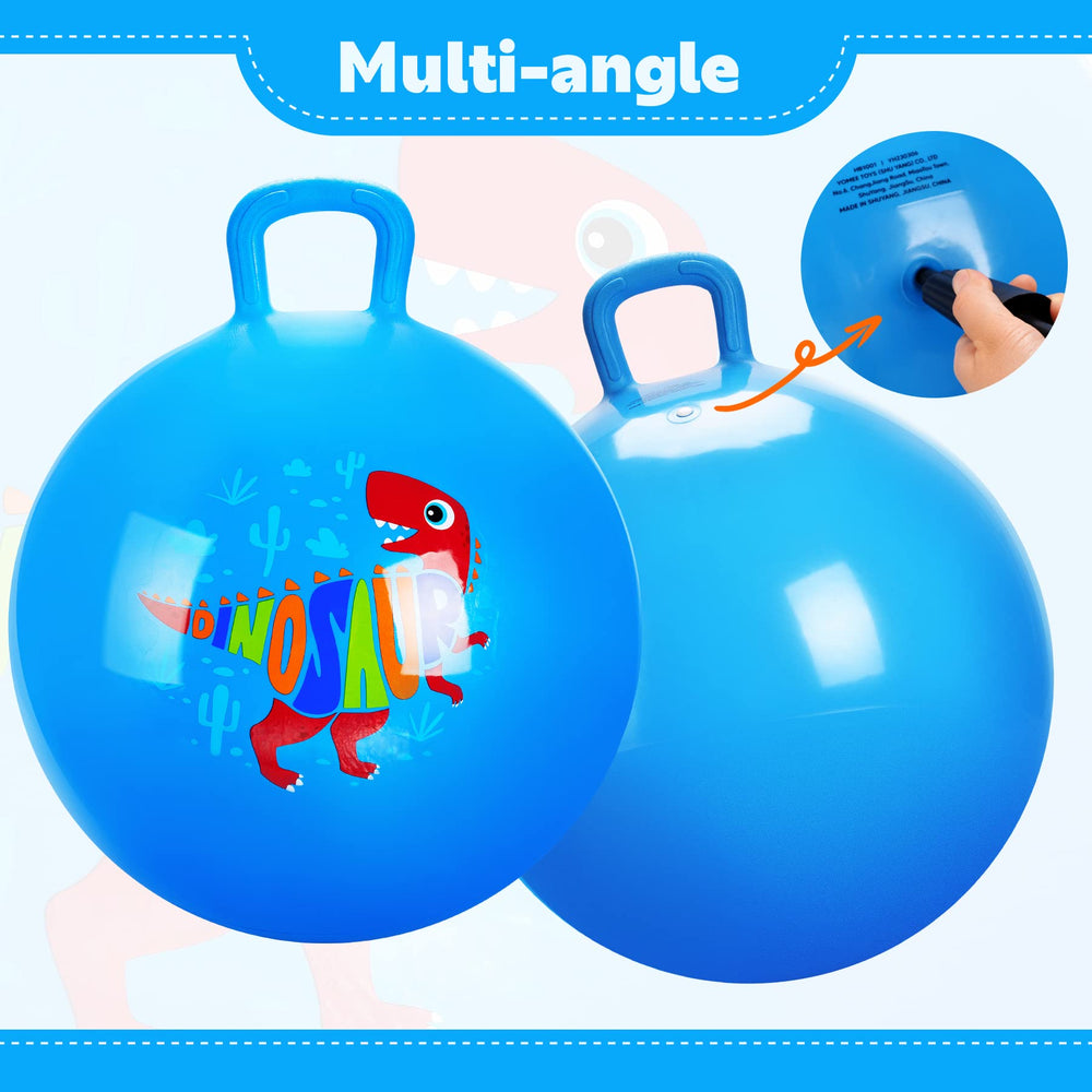 Hopper ball in action with dinosaur motif boosting imaginative play.