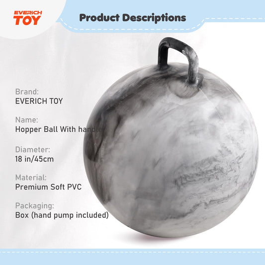 EVERICH TOY hopper ball handle close-up shows grip-friendly loop for confident grabbing.