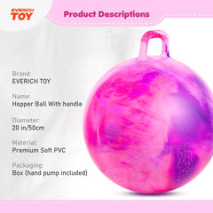 Close-up of the secure handle grip on the EVERICH TOY hopper ball for safer bouncing