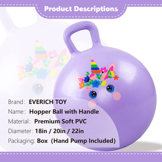 Everich Toy hopper ball with colorful patterns for kids' play.