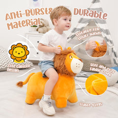 EVERICH TOY Lion Bouncy Horse soft plush fabric detail for gentle play.