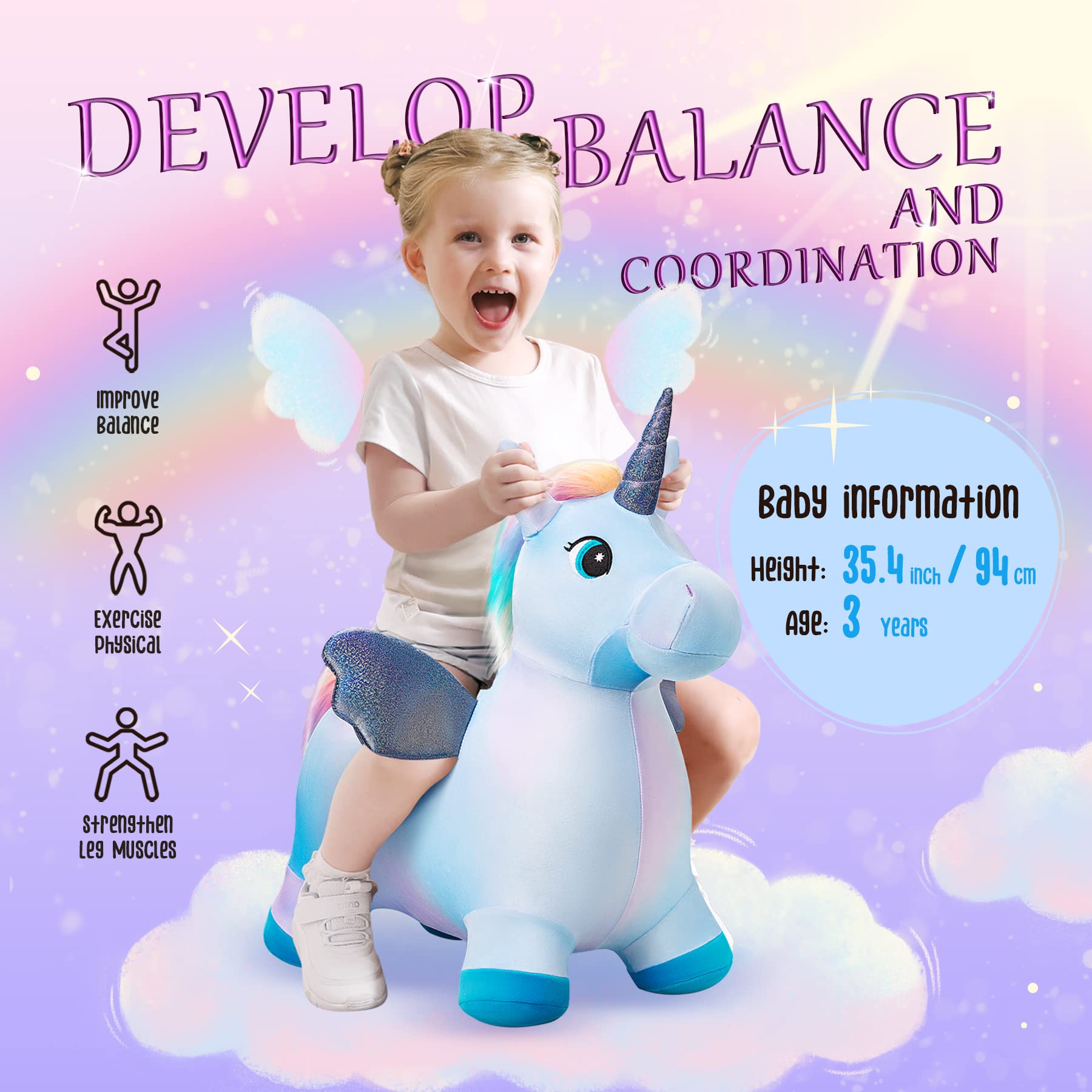 EVERICH TOY Unicorn Bouncy Horse durable materials for long-lasting play