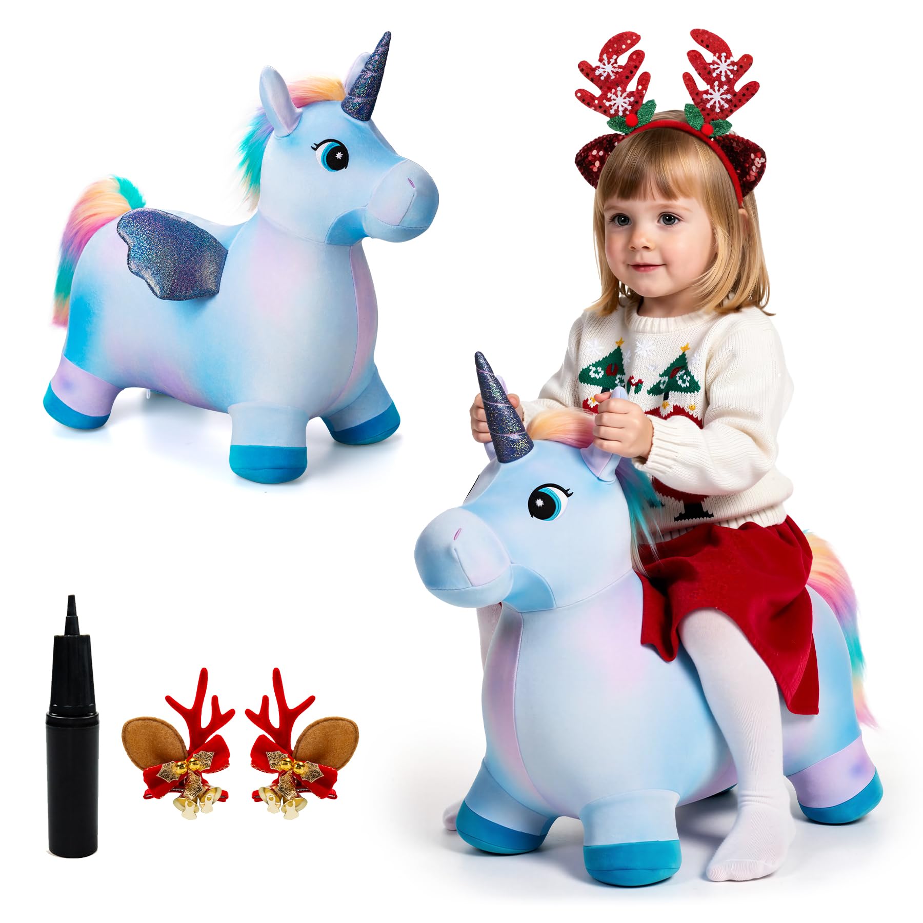 EVERICH TOY Unicorn Bouncy Horse front view for active toddler play