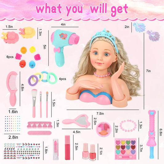 Everideals doll head with pretend hair dryer for salon fun.