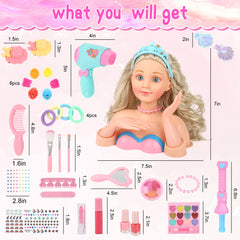 Everideals doll head with pretend hair dryer for salon fun.