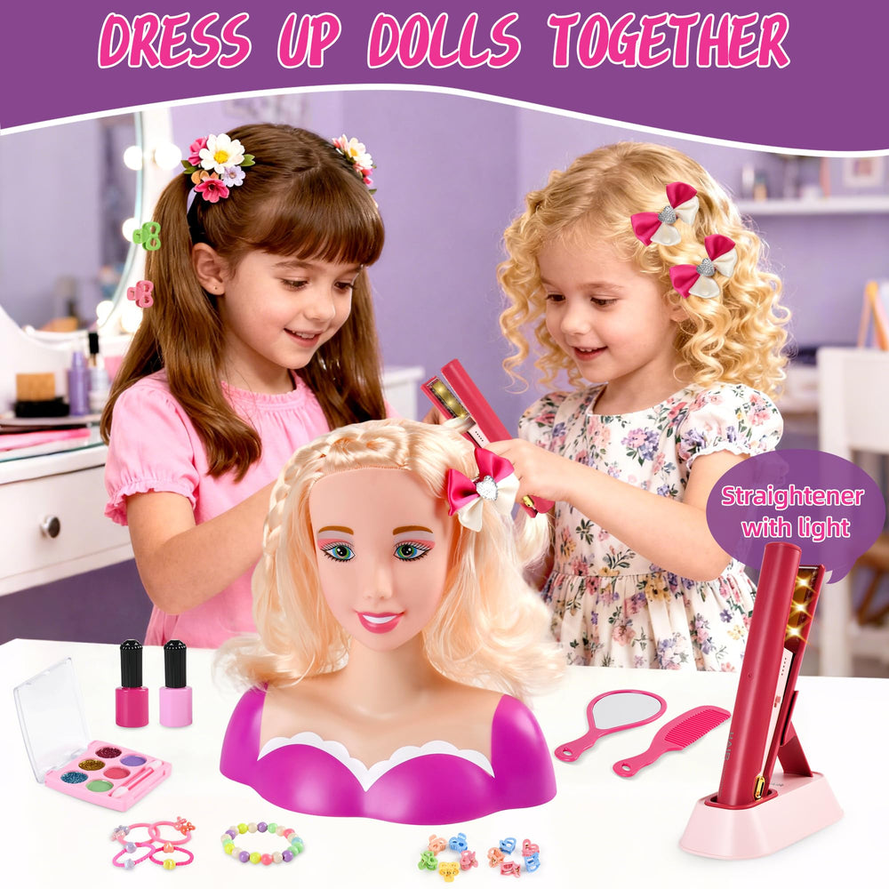 Everideals doll head with hair straightener for versatile styling creativity.