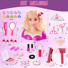 Everideals doll head with a realistic hairdryer for pretend salon sessions.