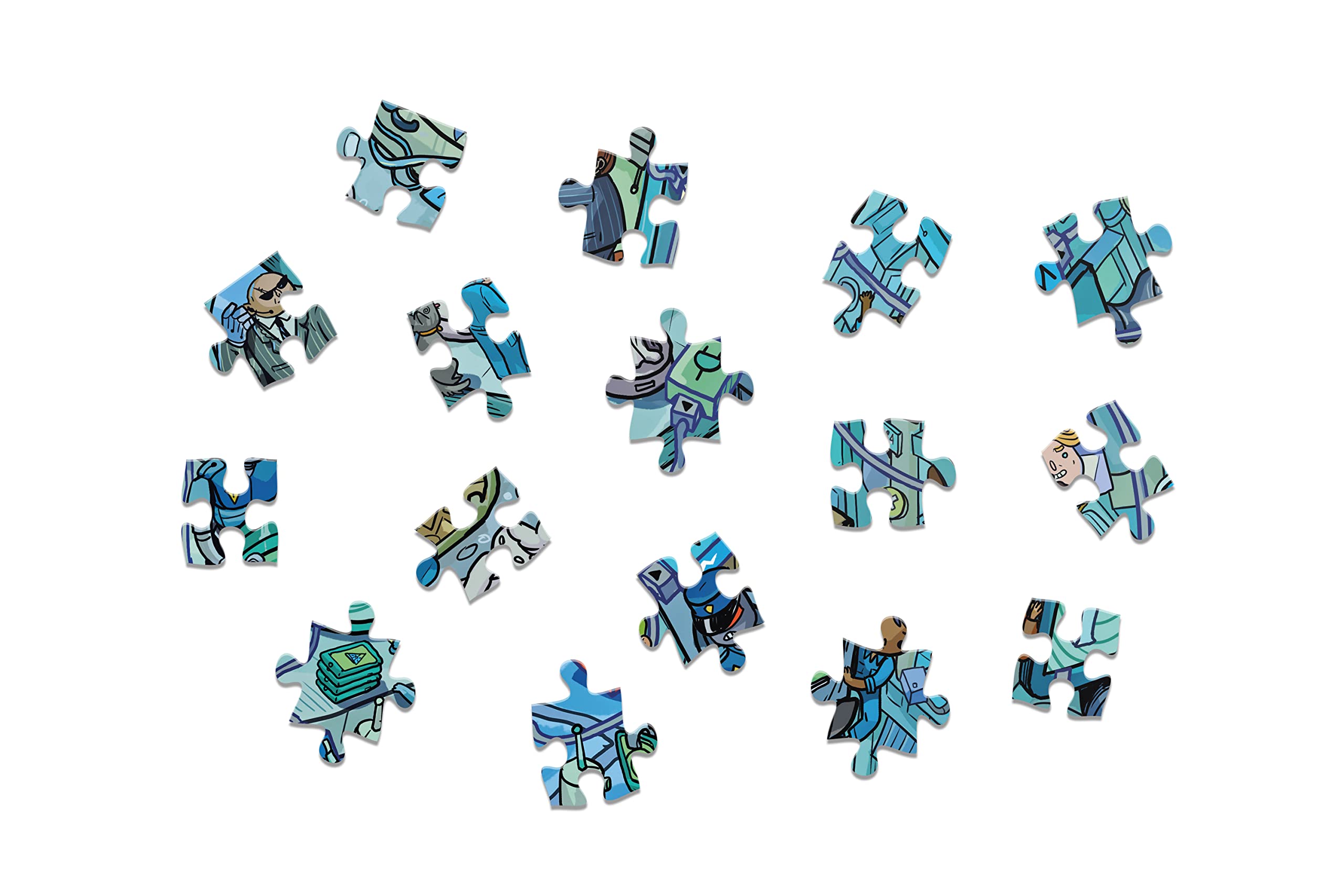 Evermade Techno Dystopia eco-friendly inks, recyclable materials for sustainable puzzling.