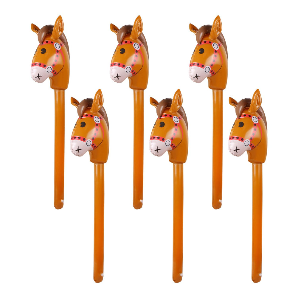 EVERMARKET six-piece inflatable stick horse set for festive decor and portable fun.