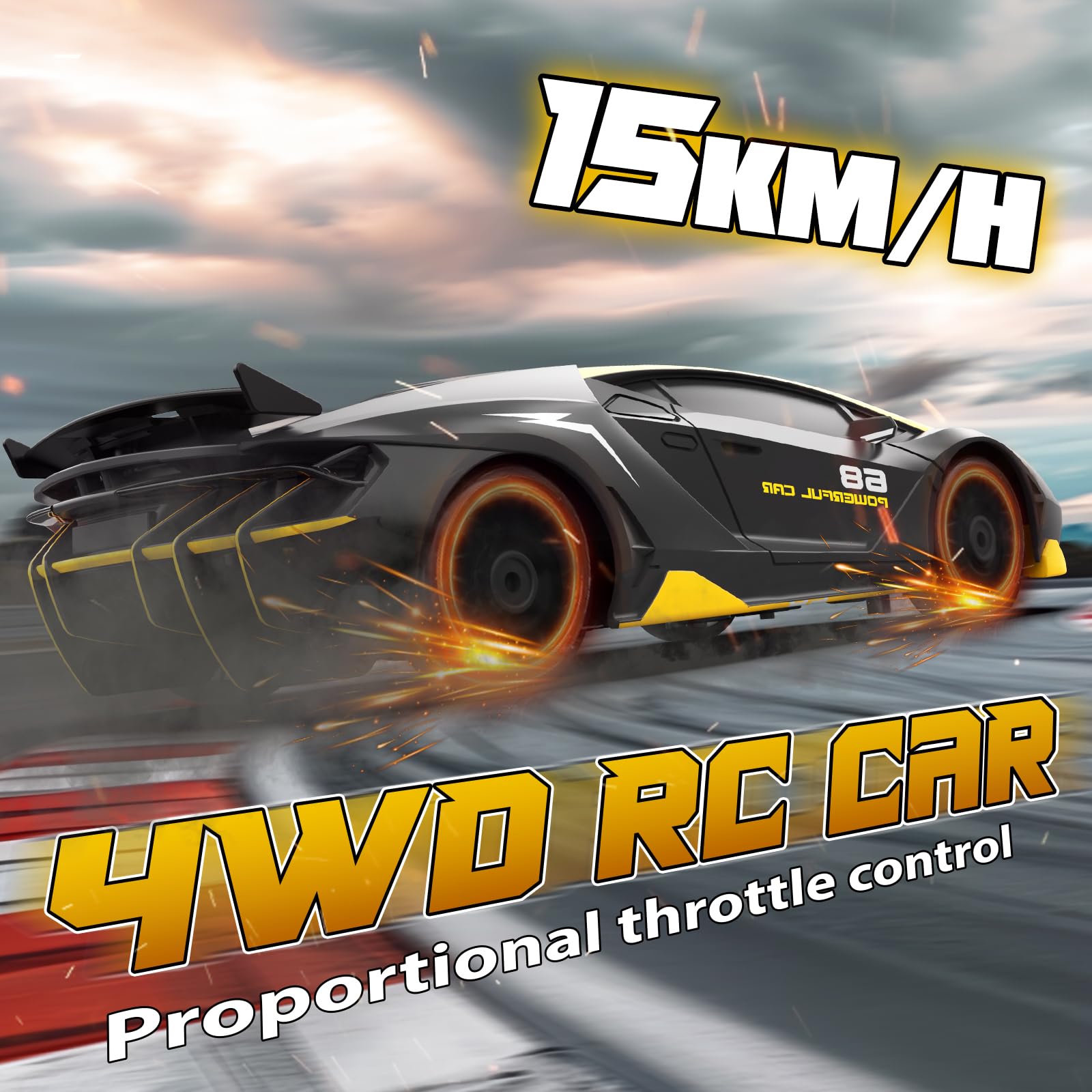 EversaleT RC drift car rear view highlights durable shell and setup.