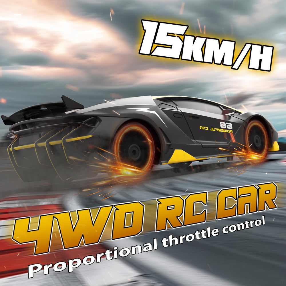 EversaleT RC drift car rear view highlights durable shell and setup.