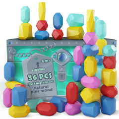 EVERSMART wooden stacking blocks set for open-ended building play