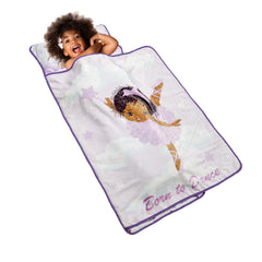 EVERYDAY KIDS nap mat ballerina rollup design for easy daycare transport.