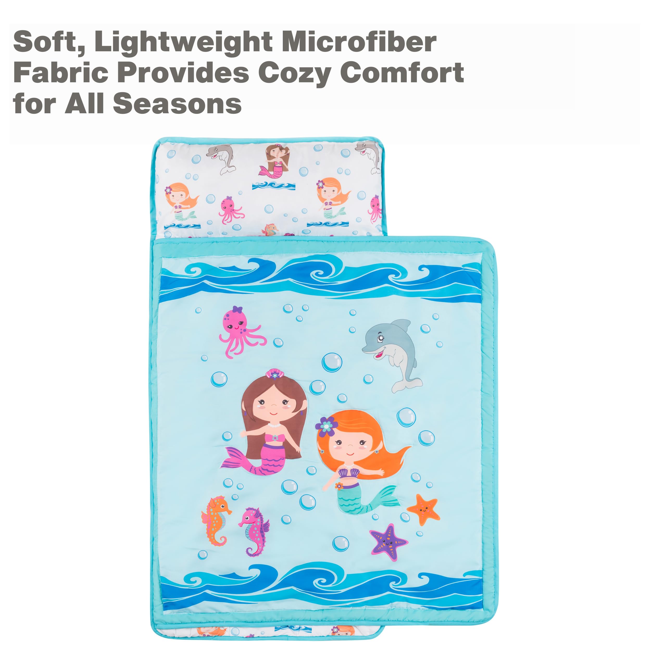 EVERYDAY KIDS napt mat features removable pillow for longer lasting use.