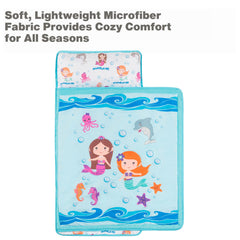 EVERYDAY KIDS napt mat features removable pillow for longer lasting use.