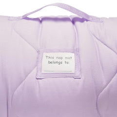 EVERYDAY KIDS nap mat measures 20-by-50 inches with a 31-by-40 blanket.