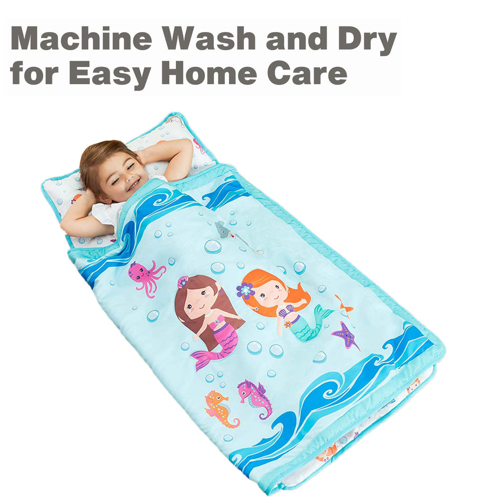 EVERYDAY KIDS nap mat dimensions 20x50 inches with a 31x40 inch blanket.