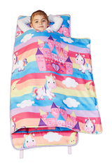 EVERYDAY KIDS Unicorn Dreams nap mat with rollup closure for easy transport.
