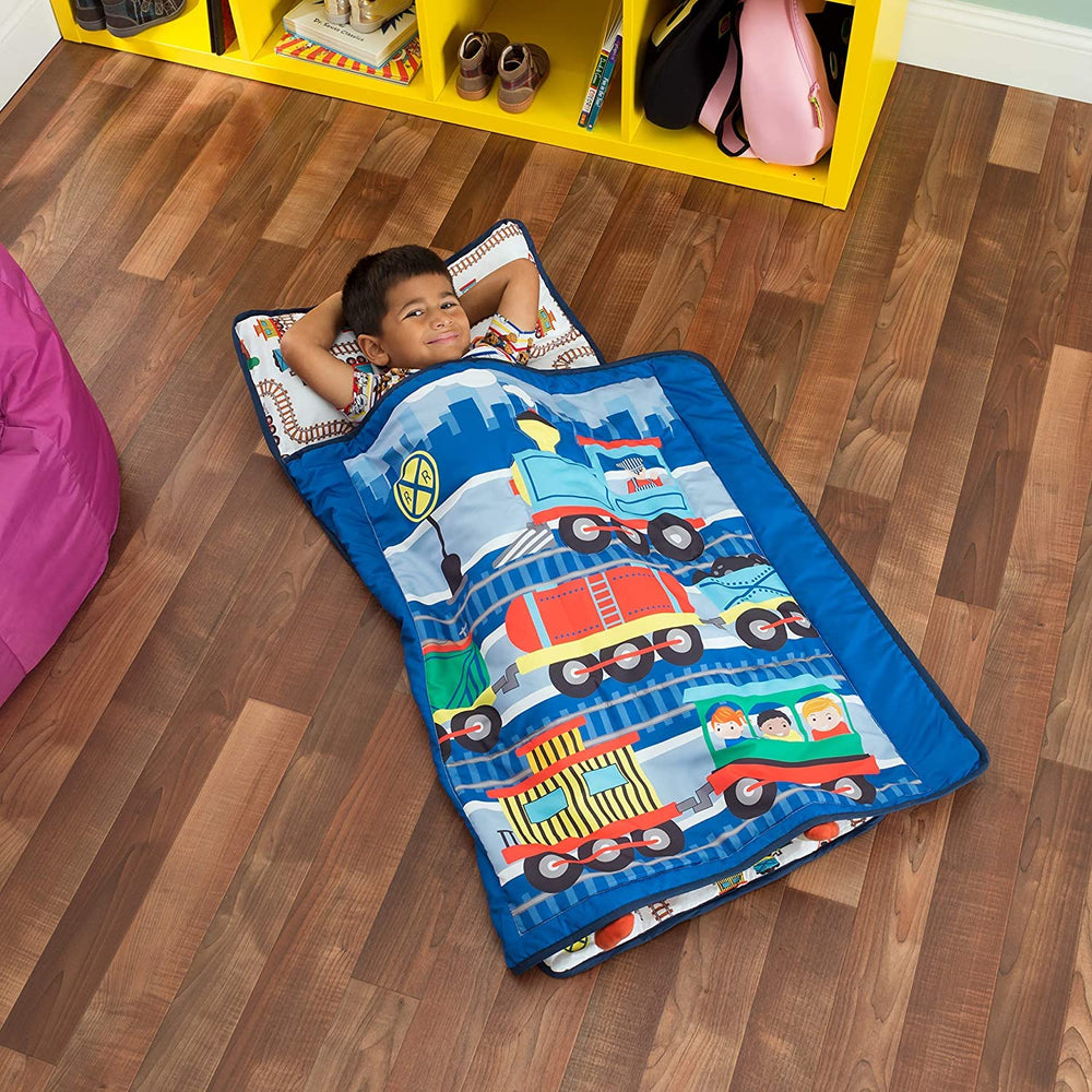 Everyday Kids nap mat with carry handle for on-the-go preschool naps.