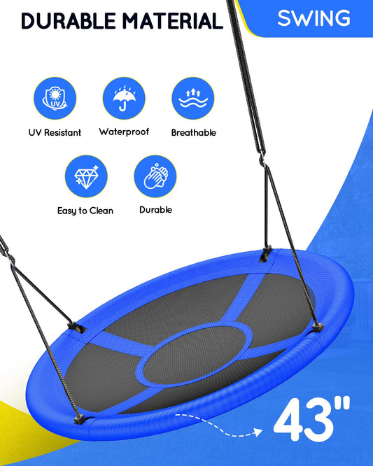 Everyfun adjustable straps on the saucer swing for versatile hanging.