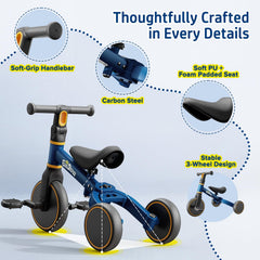 EveStone balance bike rear wheels view illustrating enhanced balance and smooth rolling.