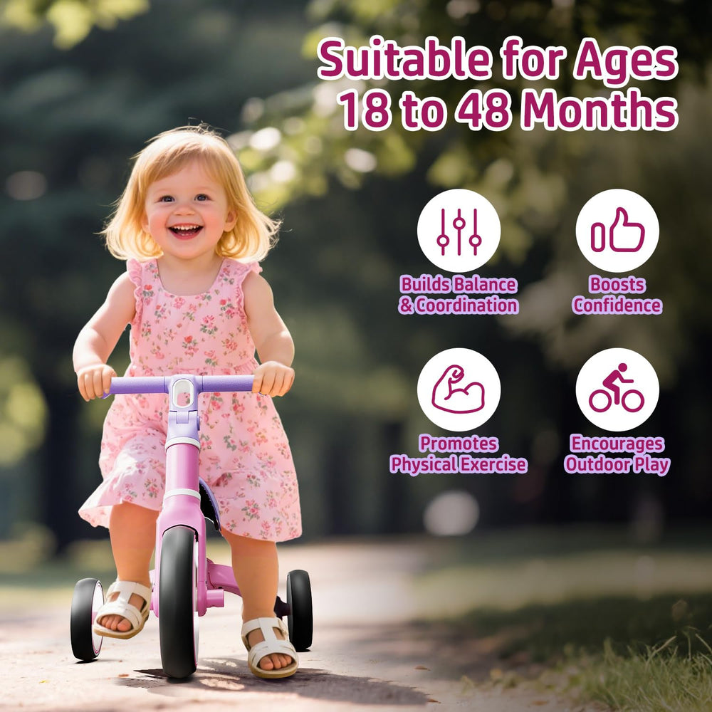 EveStone pink pedal-storage tricycle keeps parts together for easy adventures.