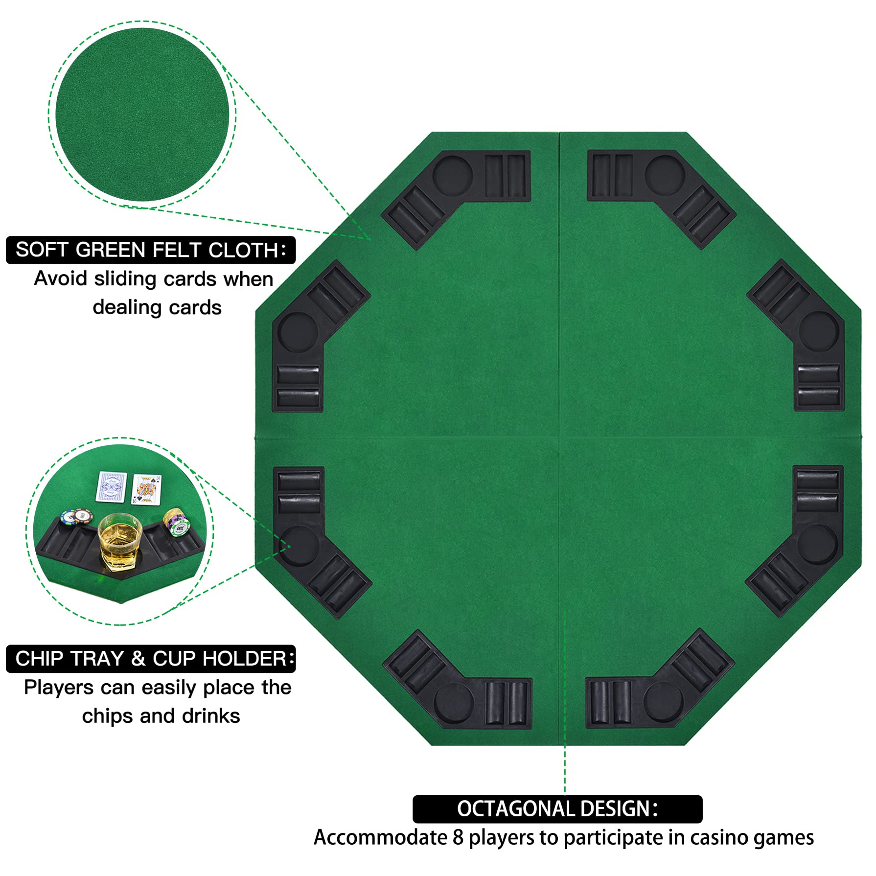 EVIEUN dining-table conversion turns any table into a poker setup.
