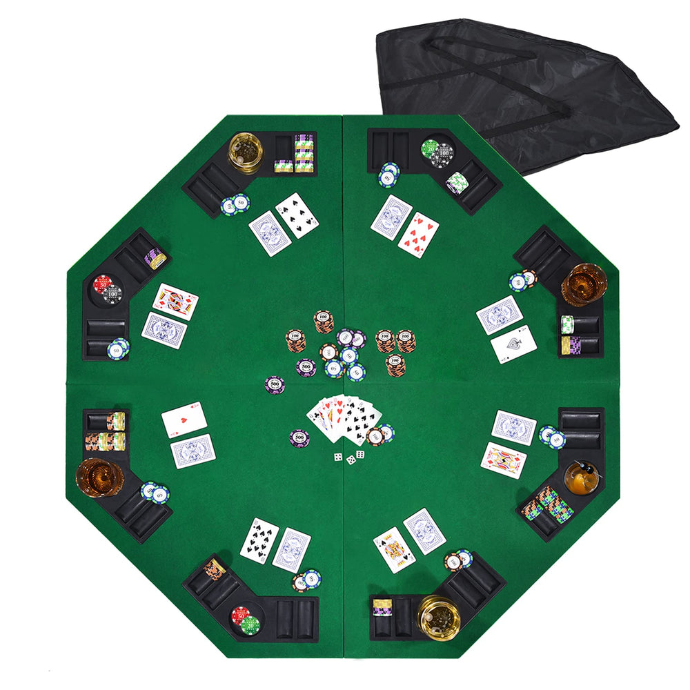EVIEUN table top shows embedded chip trays and cup holders for organized play.