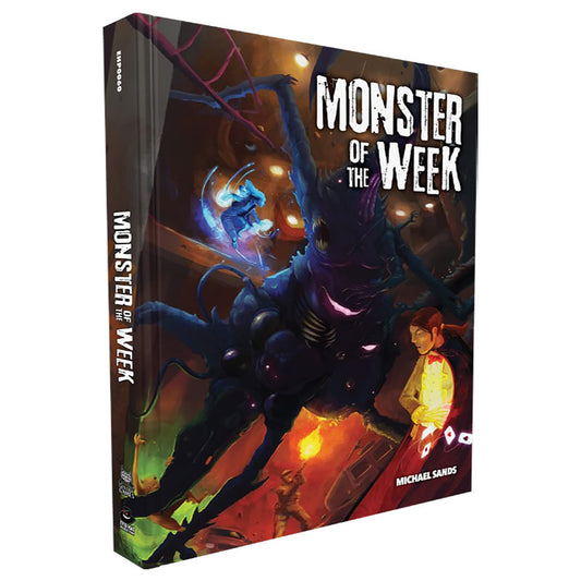 Evil Hat Productions Monster of the Week hardcover edition cover sets a cinematic tone for group horror storytelling.