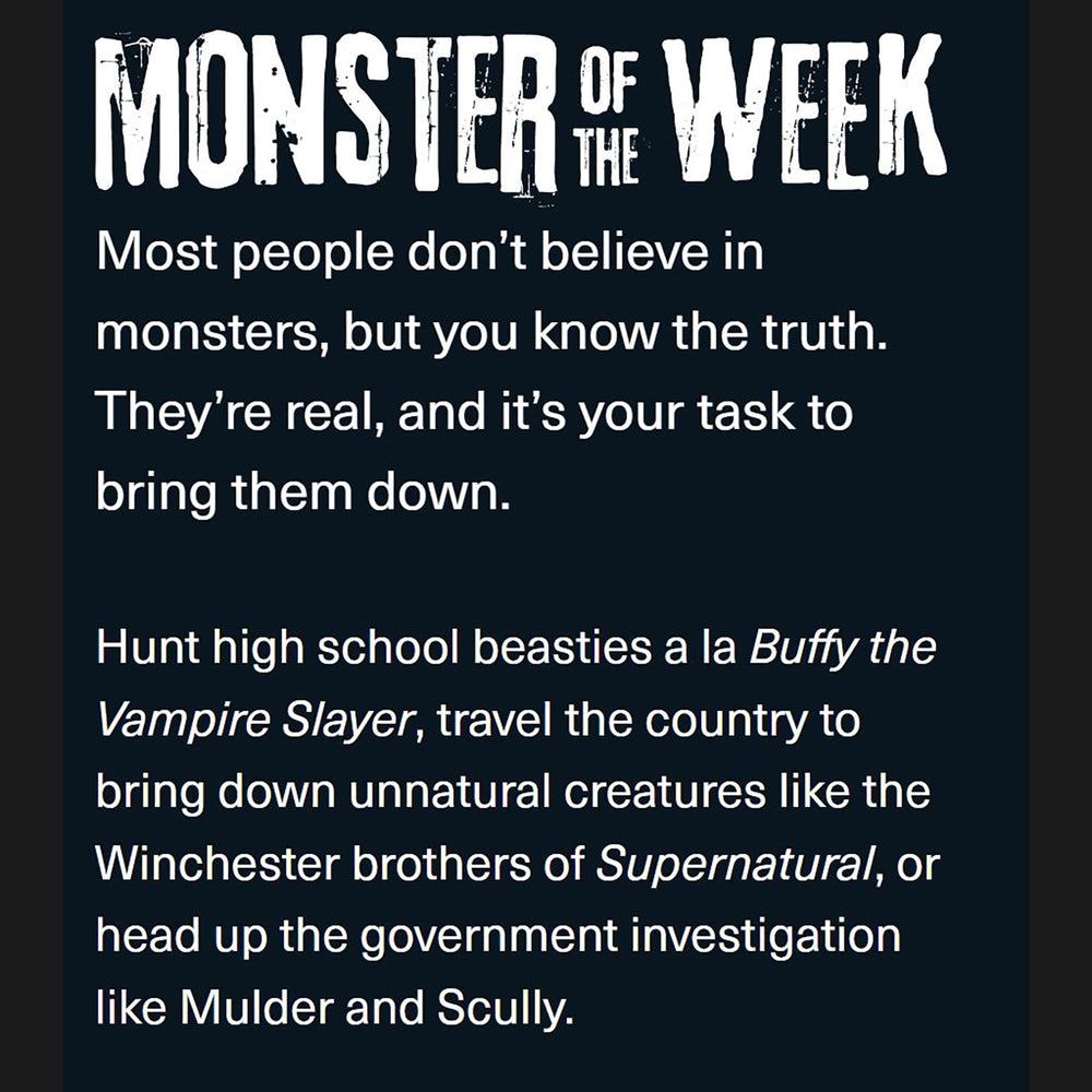 Evil Hat Productions Monster of the Week hardcover edition spine signals durability for long campaigns.