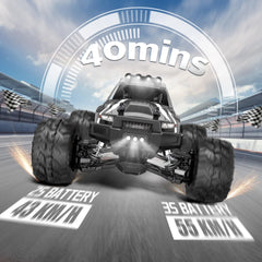 Evmore 1/16 brushless RC car side view emphasizing 4WD stability.