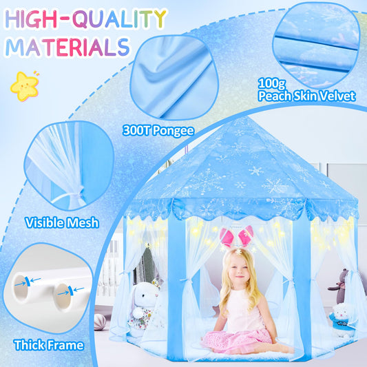 EVOIONOS Castle Playhouse with snowflake lights for cozy indoor adventures