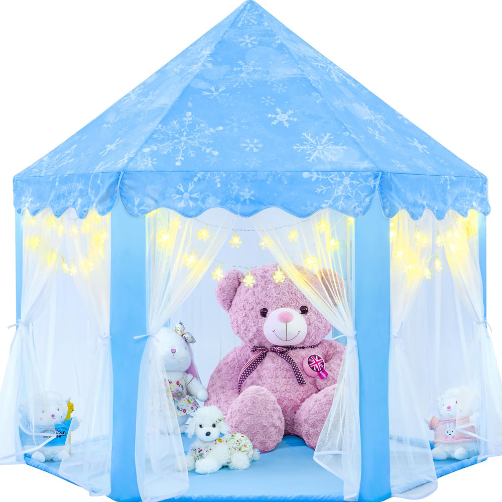 EVOIONOS Frozen Princess Tent blue with snowflake lights for imaginative play