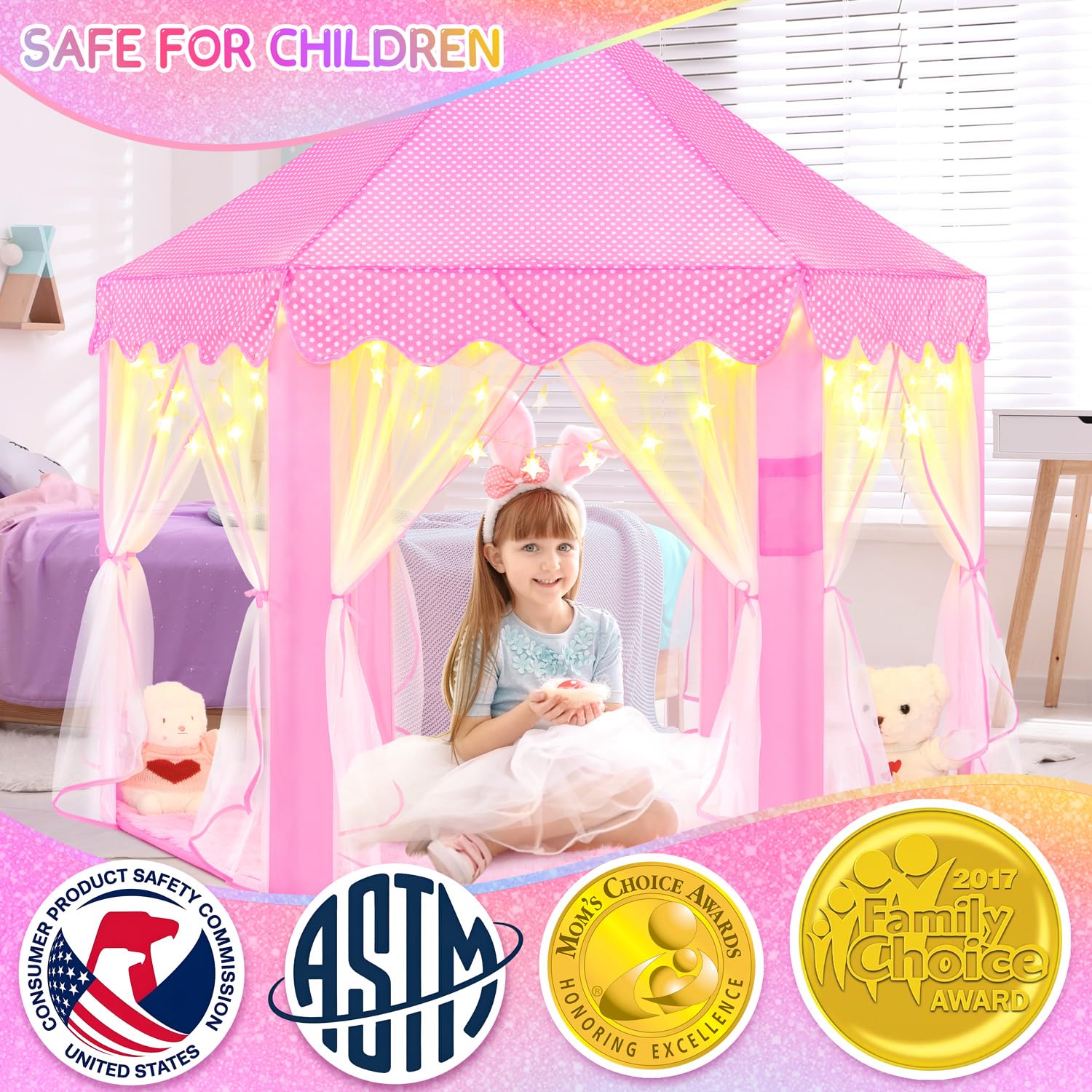 EVOIONOS Princess Tent castle design sparks imaginative play and storytelling.
