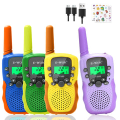 E-WOR kids walkie talkies in colorful front view for group play