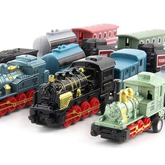 Exasinine steam train four-set packaging image highlighting value and variety.