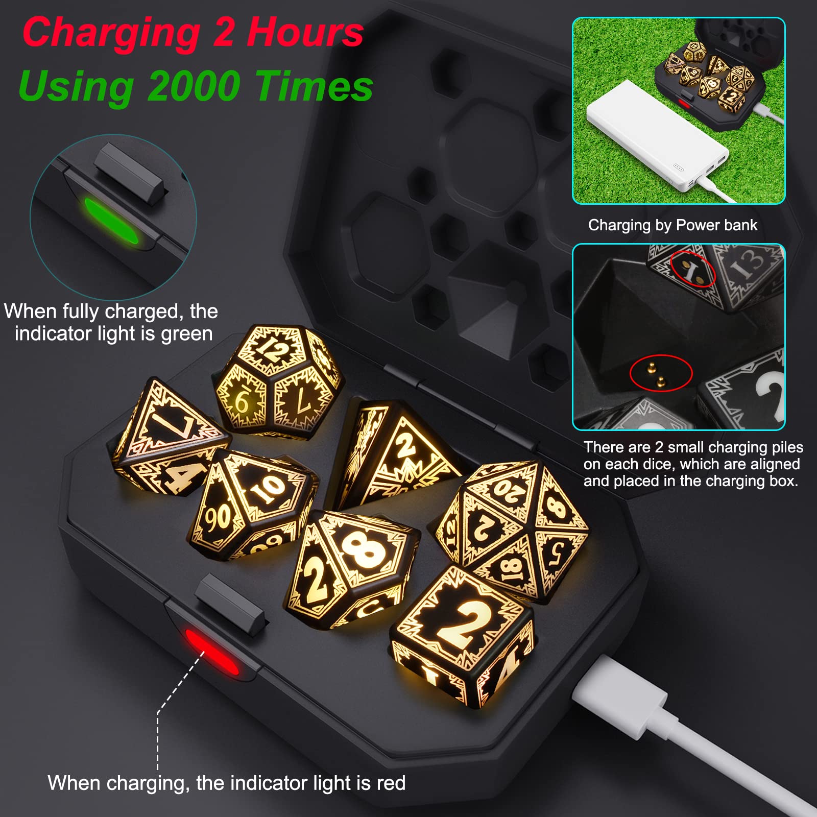 EXCECAR DND D8 light-up dice add vibrant glow to table rituals