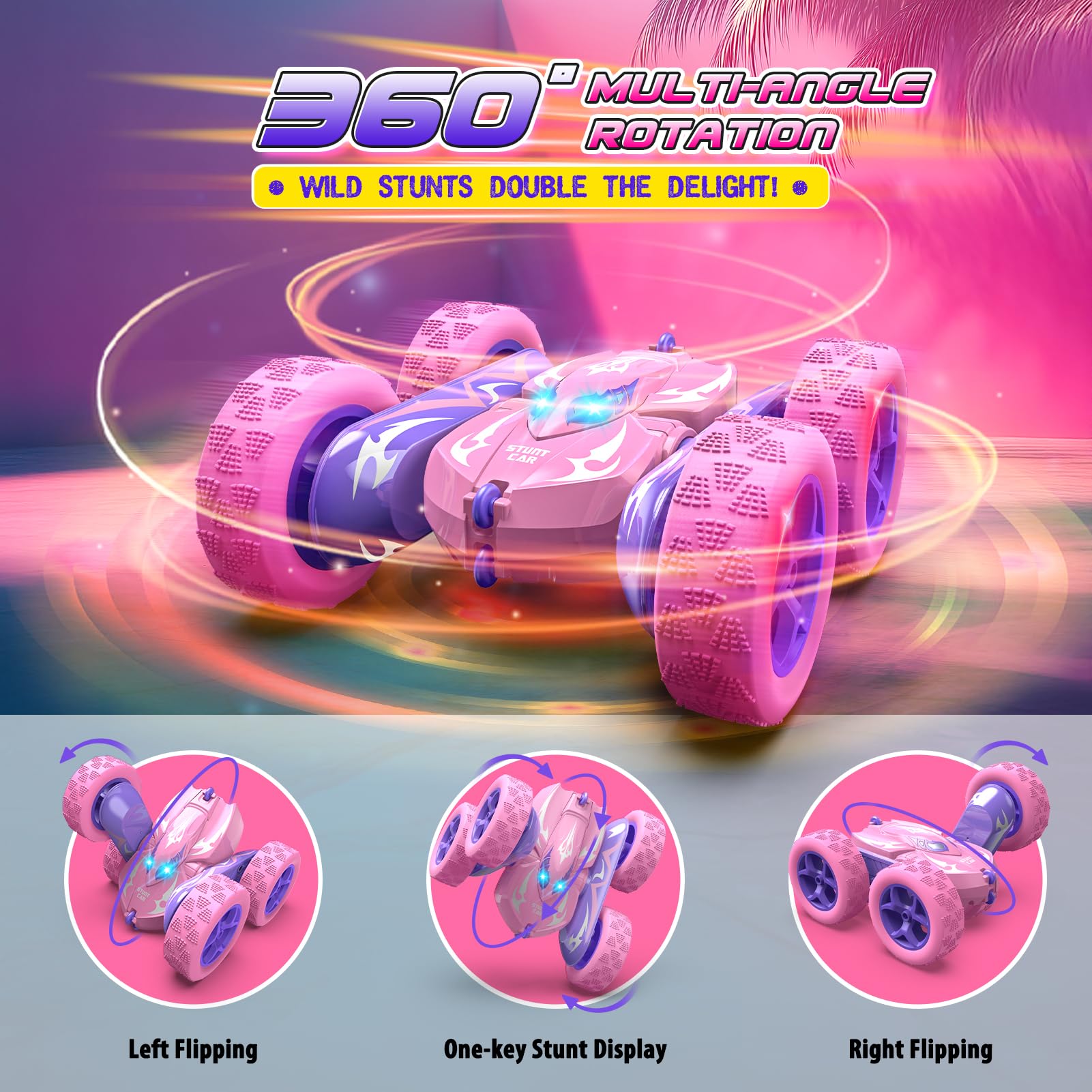 Excitobo RC car 360-degree flip demonstration for seamless transitions and stunts.