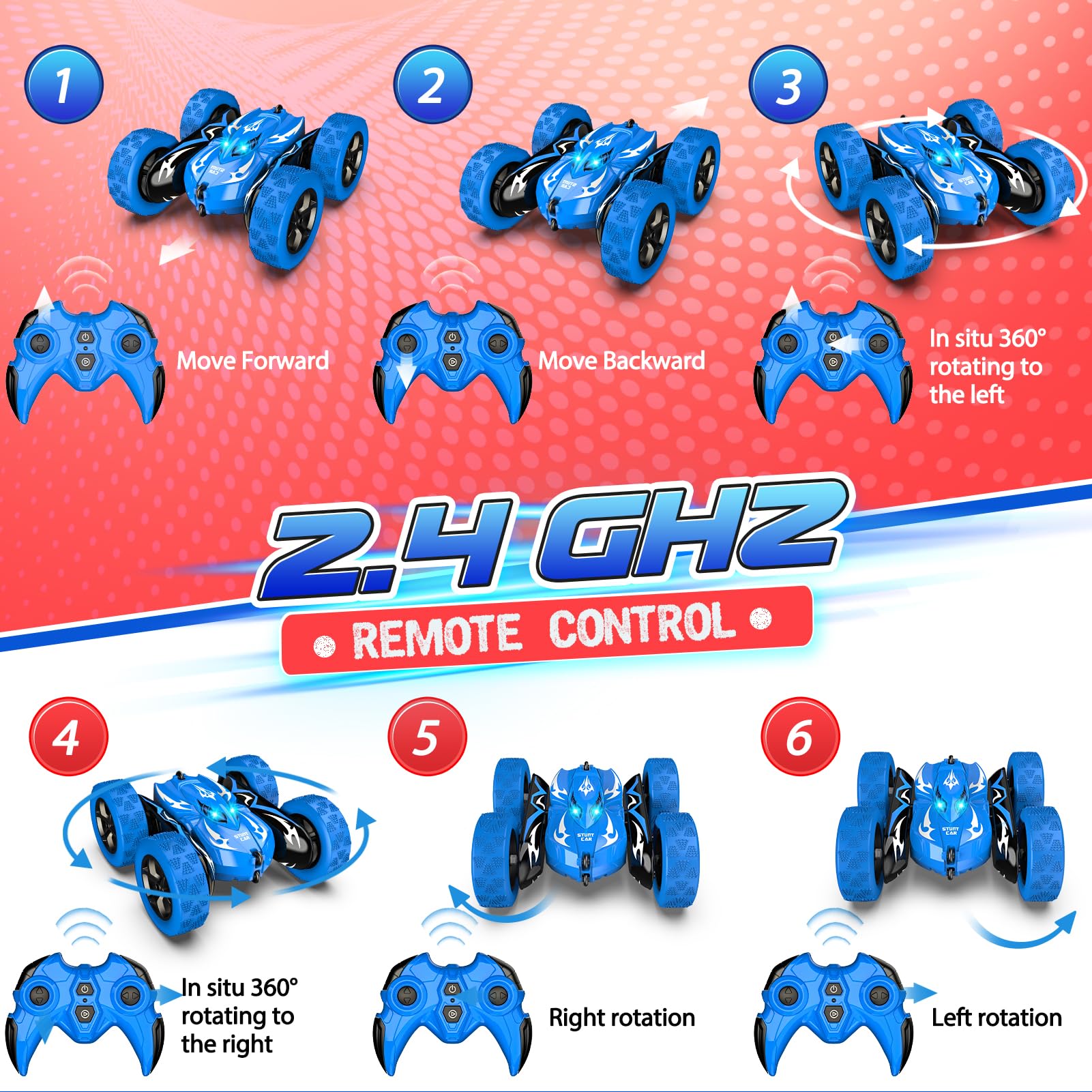 Excitobo RC car performing 360° stunt for exciting indoor sessions