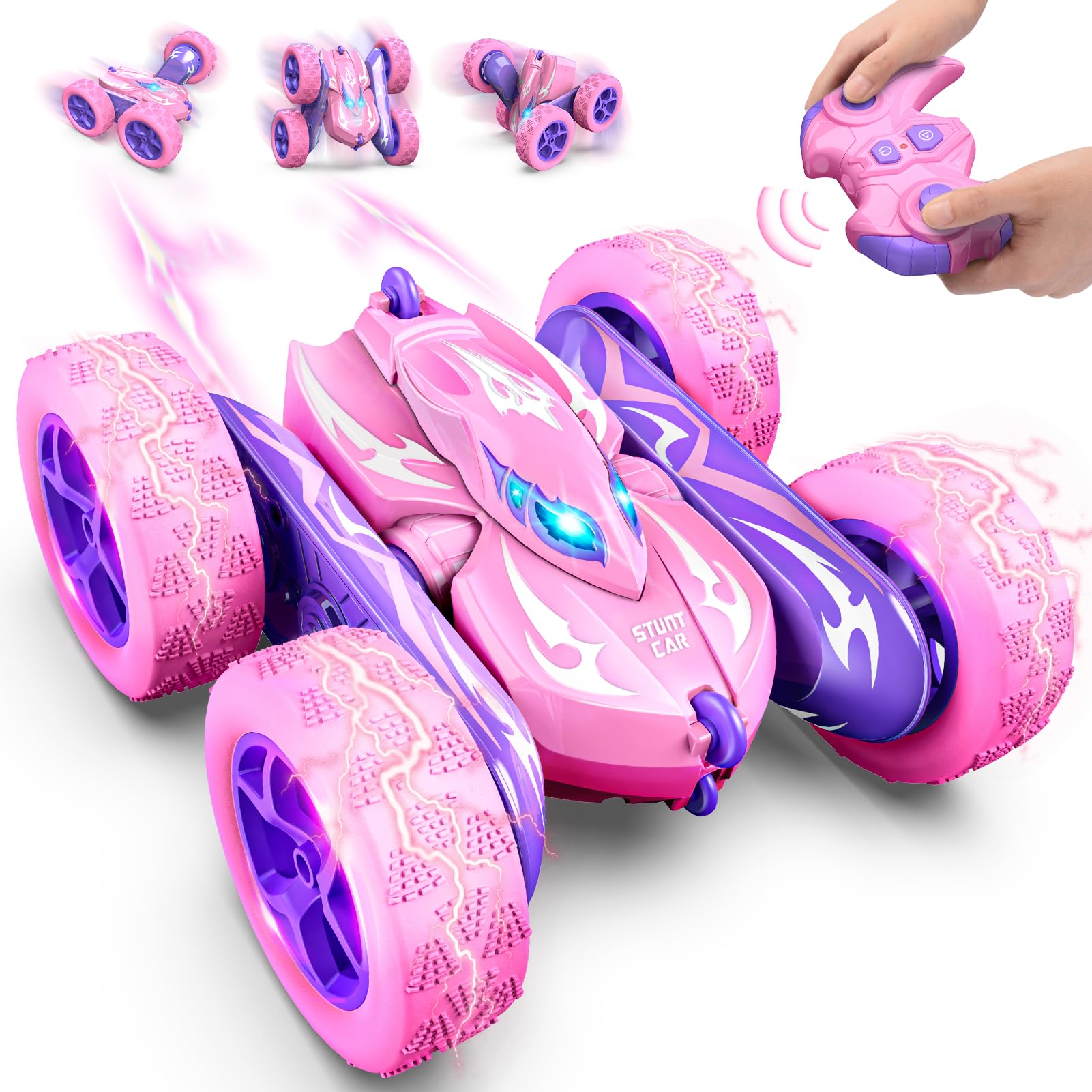 Excitobo RC car front view for kids, showcasing bold styling and easy steering.